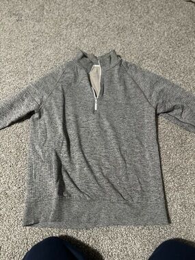 lululemon athletica Men's Heather Gray Crewneck Quarter-Zip Sweater
